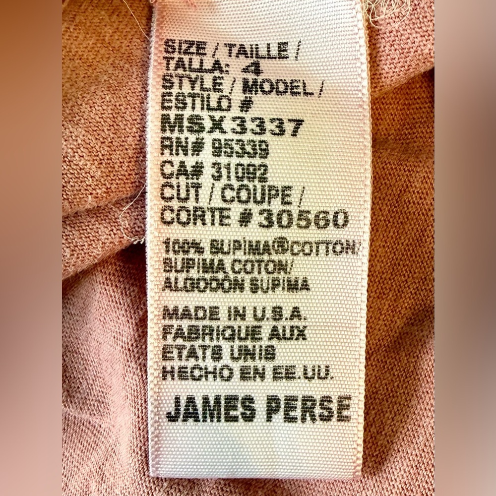 James Perse Standard Polo Shirt Made USA Garment Dyed Rose Large - Picture 9 of 11